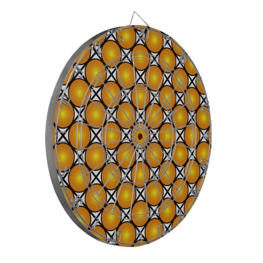 Lumineuze gouden Stippen Black White Lattice Patte Dartbord (Voorkant Links)