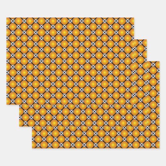 Lumineuze gouden Stippen Black White Lattice Patte Inpakpapier Vel (Set)