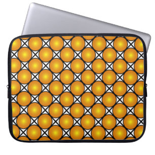 Lumineuze gouden Stippen Black White Lattice Patte Laptop Sleeve