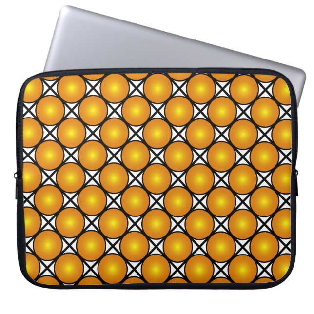 Lumineuze gouden Stippen Black White Lattice Patte Laptop Sleeve (Voorkant)