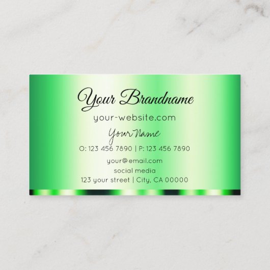 Lumineuze Groene Glamoureuze Professional en Eenvo Visitekaartje (Achterkant)