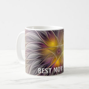 Lumineuze Kleurrijke Bloem Abstract Fractaal Beste Koffiemok
