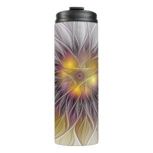 Lumineuze Kleurrijke Bloem, Abstract Moderne Fract Thermosbeker