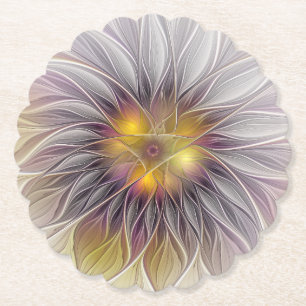 Lumineuze Kleurrijke Bloem, Abstracte Moderne Frac Kartonnen Onderzetters