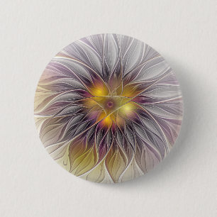 Lumineuze Kleurrijke Bloem, Abstracte Moderne Frac Ronde Button 5,7 Cm