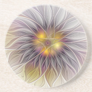 Lumineuze Kleurrijke Bloem, Abstracte Moderne Frac Zandsteen Onderzetter