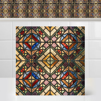 Lumineuze Kleurrijke Diamant Kathedraal Glas Kunst Tegeltje