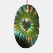 Lumineuze kleurrijke Fantasevloeistof fractal oval Keramisch Ornament (Rechts)