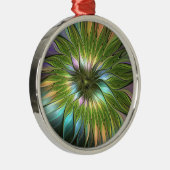 Lumineuze kleurrijke Fantasevloerfractie Ronde Metalen Ornament (Rechts)