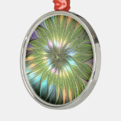 Lumineuze kleurrijke Fantasevloerfractie Ronde Metalen Ornament (Links)