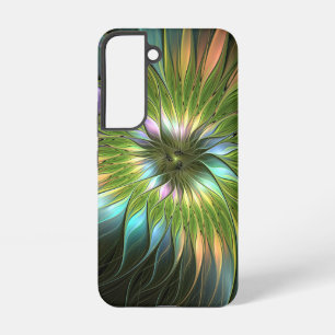 Lumineuze Kleurrijke Fantasie Bloem Fractale Kunst Samsung Galaxy Hoesje