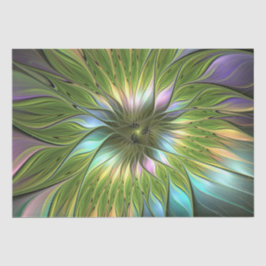 Lumineuze Kleurrijke Fantasie Bloem Fractale Kunst Tissuepapier
