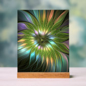 Lumineuze kleurrijke Fantasy Flower Fractal Art Acryl Bord (Neutraal)