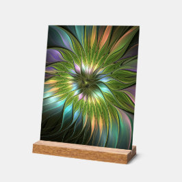 Lumineuze kleurrijke Fantasy Flower Fractal Art Acryl Bord