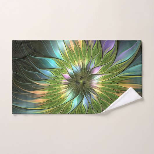 Lumineuze kleurrijke Fantasy Flower Fractal Art Bad Handdoek (Handdoek)