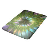 Lumineuze kleurrijke Fantasy Flower Fractal Art Badmat (Gekanteld)