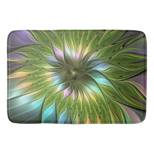 Lumineuze kleurrijke Fantasy Flower Fractal Art Badmat