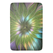 Lumineuze kleurrijke Fantasy Flower Fractal Art Badmat (Voorkant Verticaal)
