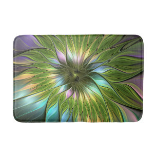 Lumineuze kleurrijke Fantasy Flower Fractal Art Badmat