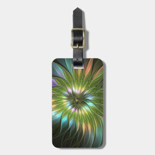 Lumineuze kleurrijke Fantasy Flower Fractal Art Bagagelabel