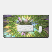 Lumineuze kleurrijke Fantasy Flower Fractal Art Bureaumat (Keyboard & Muis)