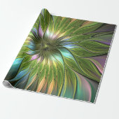 Lumineuze kleurrijke Fantasy Flower Fractal Art Cadeaupapier (Uitgerold)