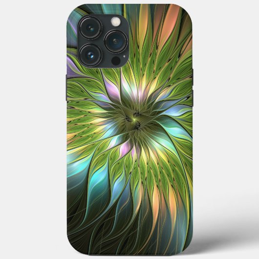 Lumineuze kleurrijke Fantasy Flower Fractal Art Case-Mate iPhone Case (Achterkant)