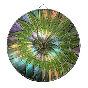 Lumineuze kleurrijke Fantasy Flower Fractal Art Dartbord