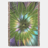 Lumineuze kleurrijke Fantasy Flower Fractal Art Deken (Voorkant Verticaal)