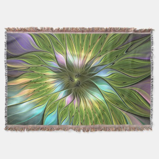 Lumineuze kleurrijke Fantasy Flower Fractal Art Deken (Voorkant)