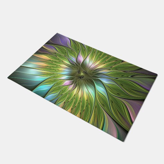 Lumineuze kleurrijke Fantasy Flower Fractal Art Deurmat (Schuin)