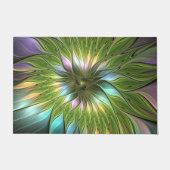 Lumineuze kleurrijke Fantasy Flower Fractal Art Deurmat (Voorkant)
