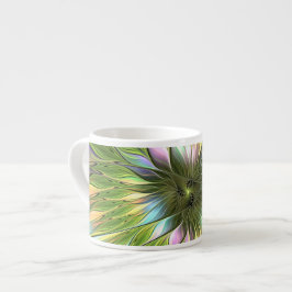 Lumineuze kleurrijke Fantasy Flower Fractal Art Espresso Kop
