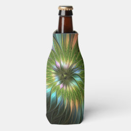 Lumineuze kleurrijke Fantasy Flower Fractal Art Flesjeskoeler