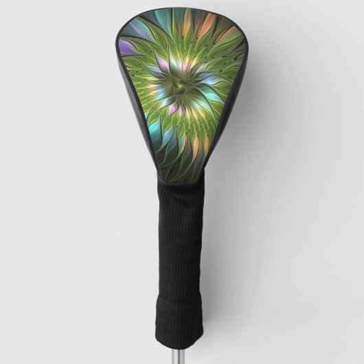 Lumineuze kleurrijke Fantasy Flower Fractal Art Golfheadcover (Voorkant)