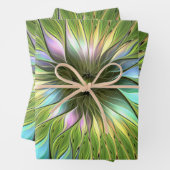 Lumineuze kleurrijke Fantasy Flower Fractal Art Inpakpapier Vel (In situ)