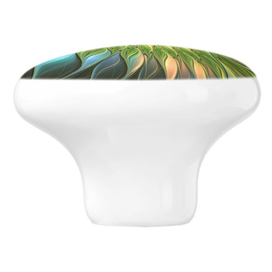 Lumineuze kleurrijke Fantasy Flower Fractal Art Keramische Knop (Zijkant)