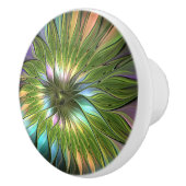 Lumineuze kleurrijke Fantasy Flower Fractal Art Keramische Knop (Rechts)