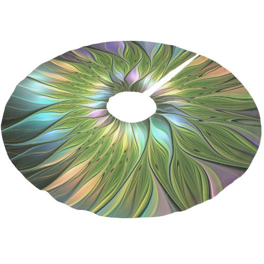 Lumineuze kleurrijke Fantasy Flower Fractal Art Kerstboom Rok (Gekanteld)