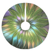Lumineuze kleurrijke Fantasy Flower Fractal Art Kerstboom Rok (Voorkant)