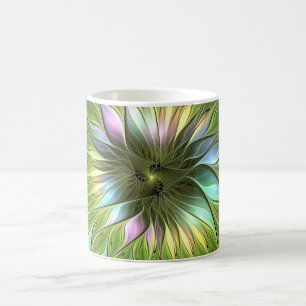 Lumineuze kleurrijke Fantasy Flower Fractal Art Koffiemok