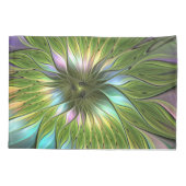 Lumineuze kleurrijke Fantasy Flower Fractal Art Kussensloop (Achterkant)