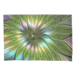 Lumineuze kleurrijke Fantasy Flower Fractal Art Kussensloop
