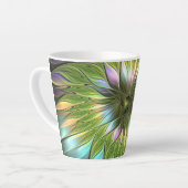 Lumineuze kleurrijke Fantasy Flower Fractal Art Latte Mok (Linkerhoek)
