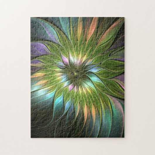 Lumineuze kleurrijke Fantasy Flower Fractal Art Legpuzzel (Verticaal)