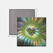 Lumineuze kleurrijke Fantasy Flower Fractal Art Magneet (Voorkant / Achterkant)