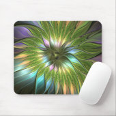 Lumineuze kleurrijke Fantasy Flower Fractal Art Muismat (Met muis)