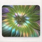 Lumineuze kleurrijke Fantasy Flower Fractal Art Muismat (Voorkant)