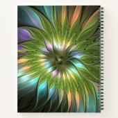 Lumineuze kleurrijke Fantasy Flower Fractal Art Notitieboek (Achterkant)