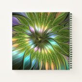 Lumineuze kleurrijke Fantasy Flower Fractal Art Notitieboek (Achterkant)